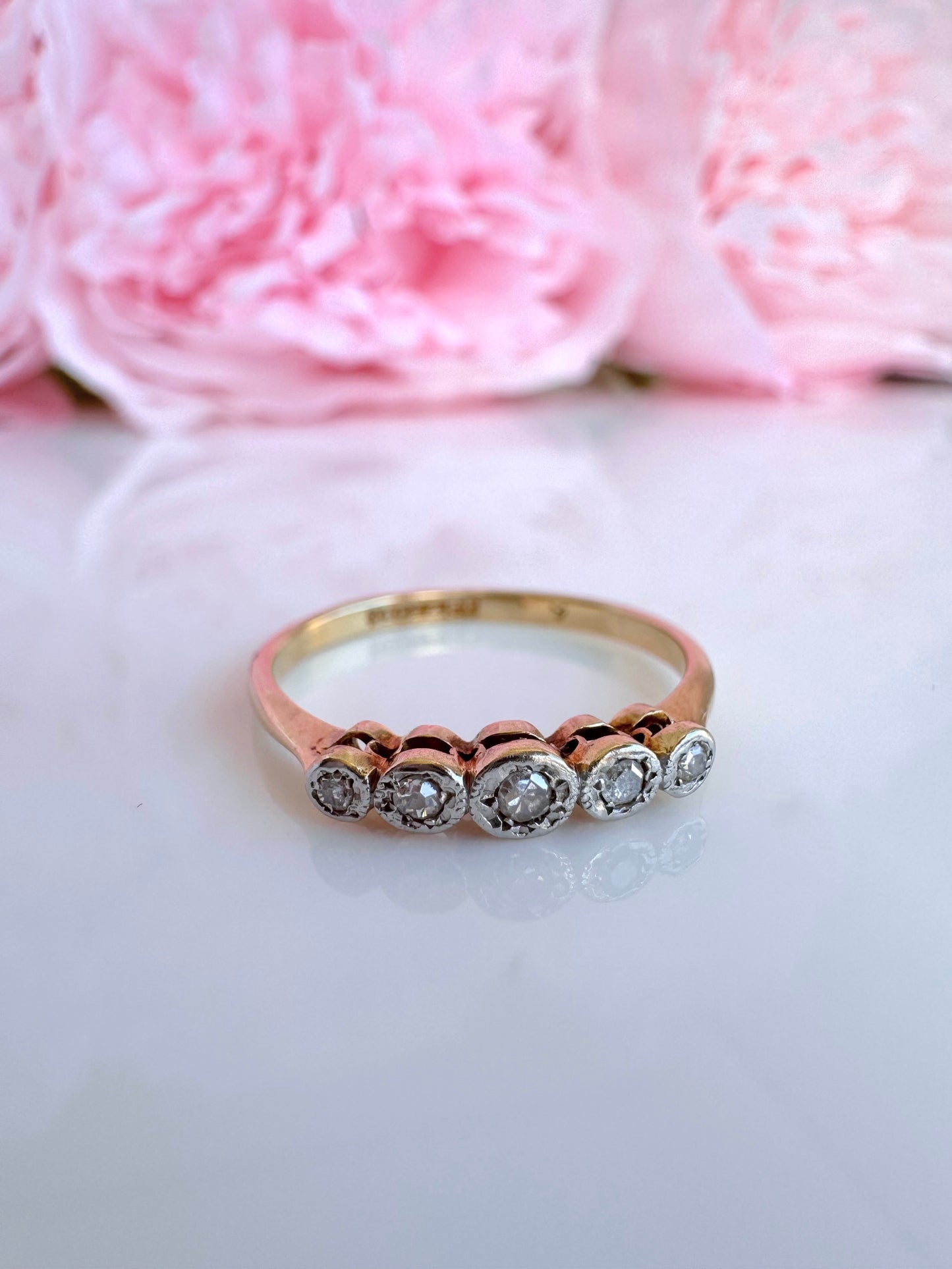 Antique 18ct Gold Diamond Five Stone Ring