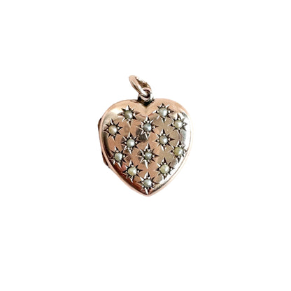 Antique Gold Pearl Heart Locket