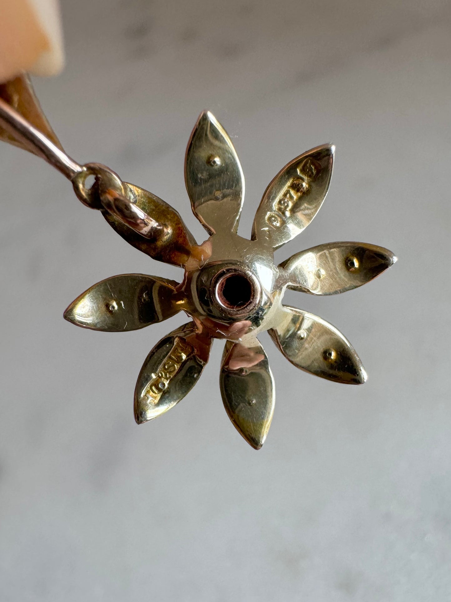 Gold Seed Pearl Daisy Pendant