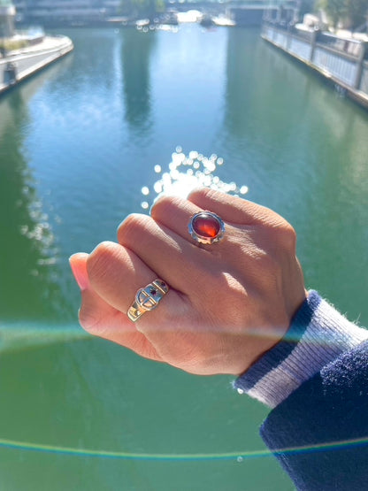 Vintage 9ct Gold Carnelian Cabochon Ring