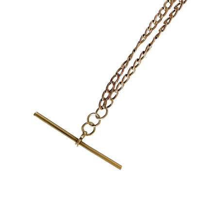 9ct Gold Figaro Chain Necklace with T-Bar