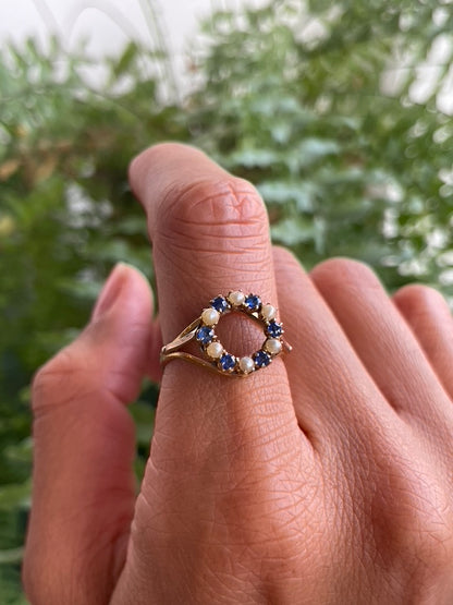 Victorian Gold Circular Paste and Pearl Ring