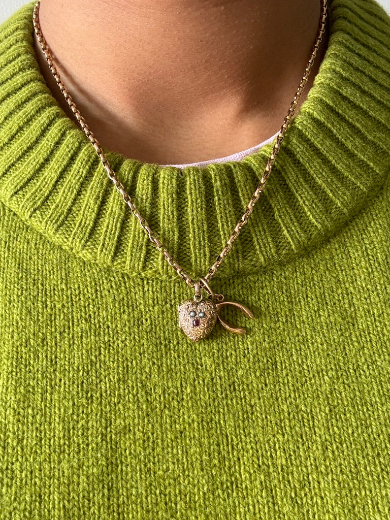 Antique Floral Chased Gold Heart Locket