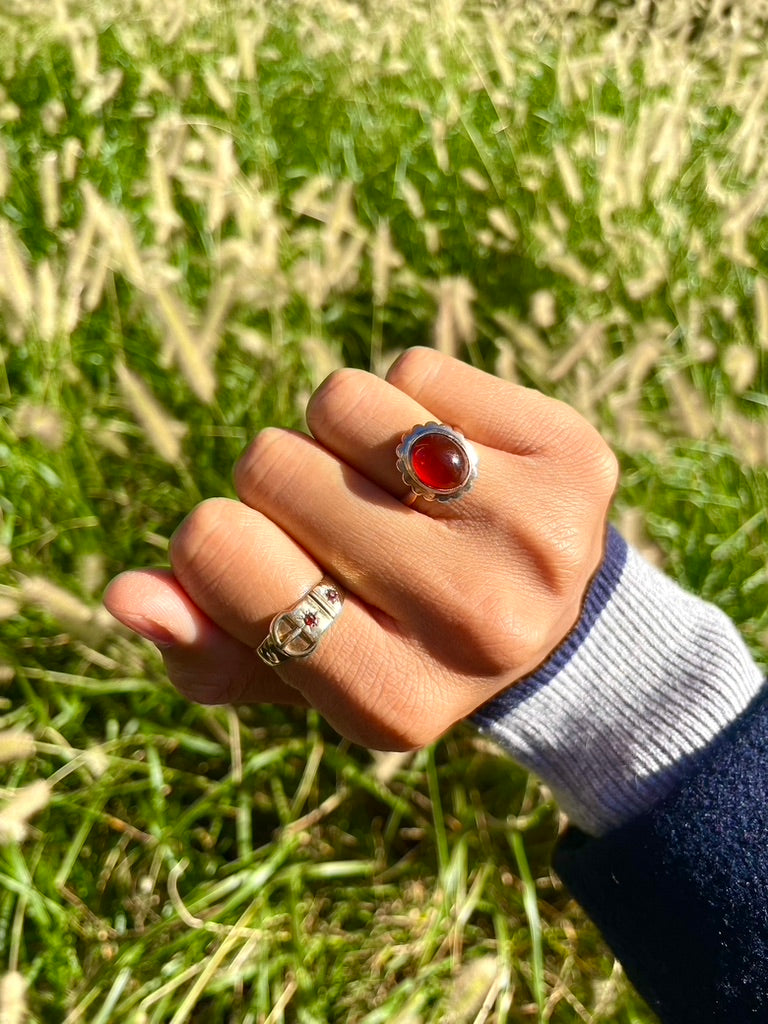 Vintage 9ct Gold Carnelian Cabochon Ring