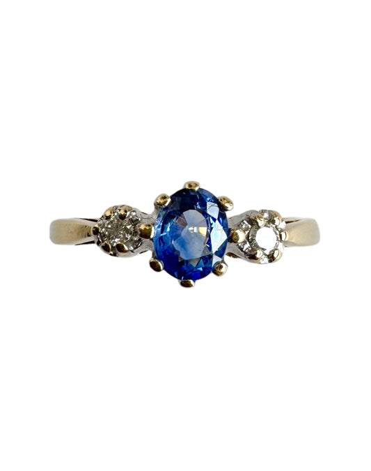 Vintage 9ct Gold Sapphire and Diamond Ring