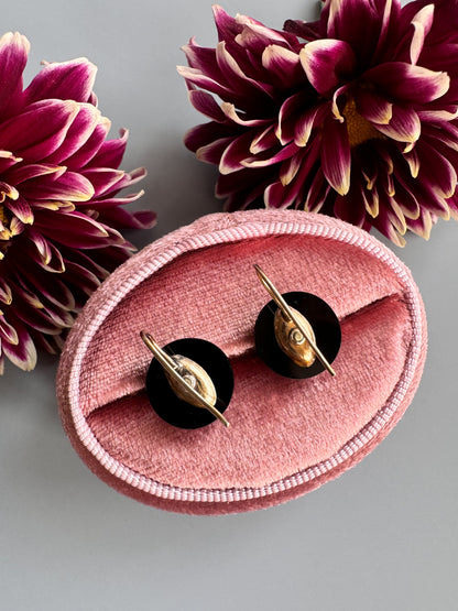 Gold Victorian Jet and Gold Earrings