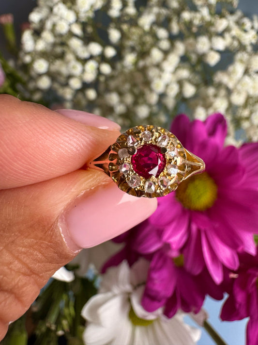 Antique 18ct Ruby and Diamond Ring