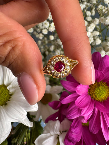 Antique 18ct Ruby and Diamond Ring