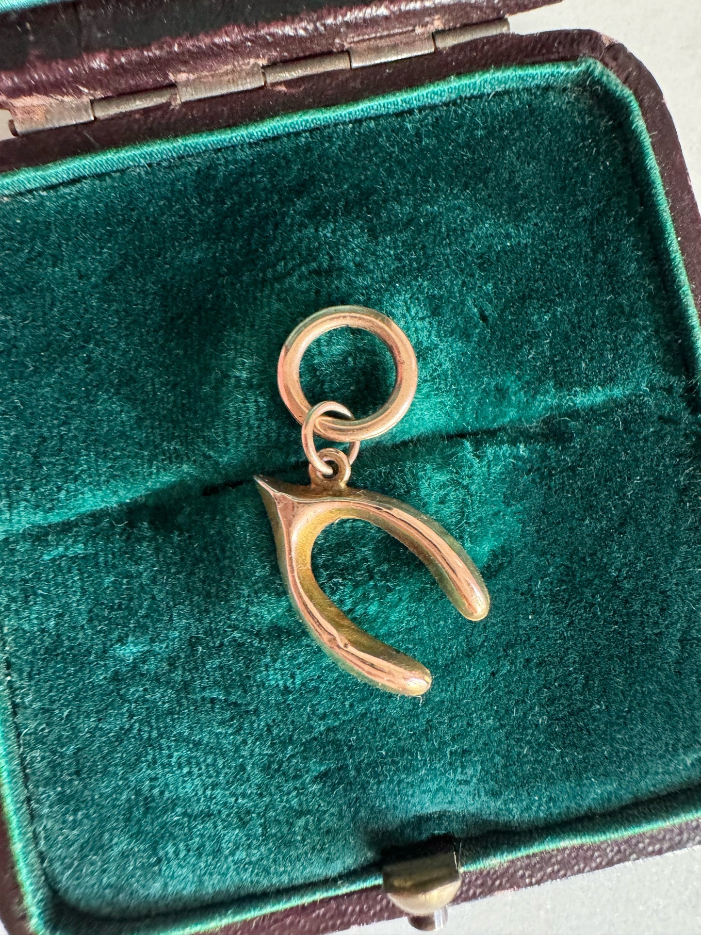 Antique Gold Wishbone Charm and Split Ring