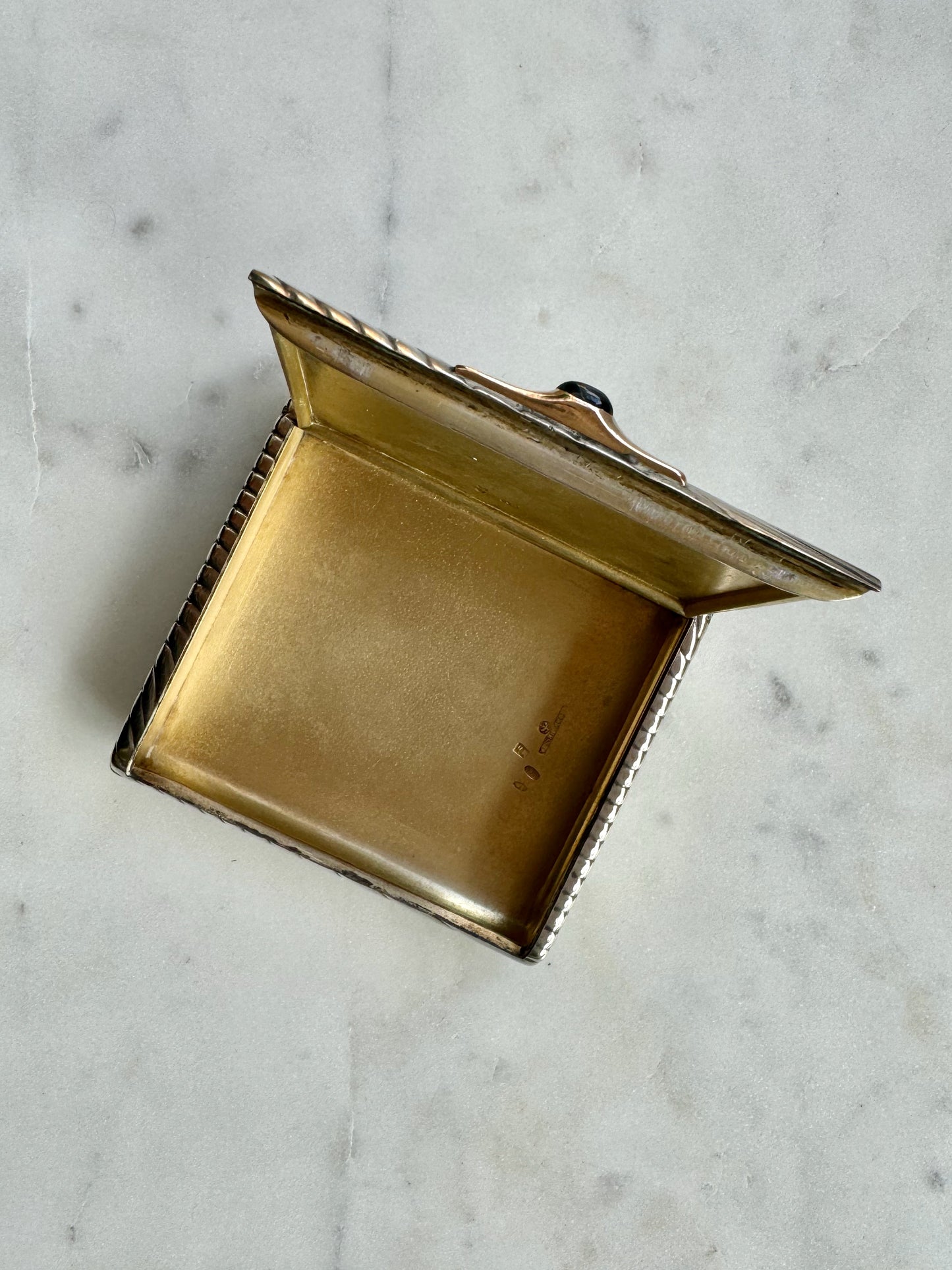 Art Deco Silver, Gold and Sapphire Cigarette Case