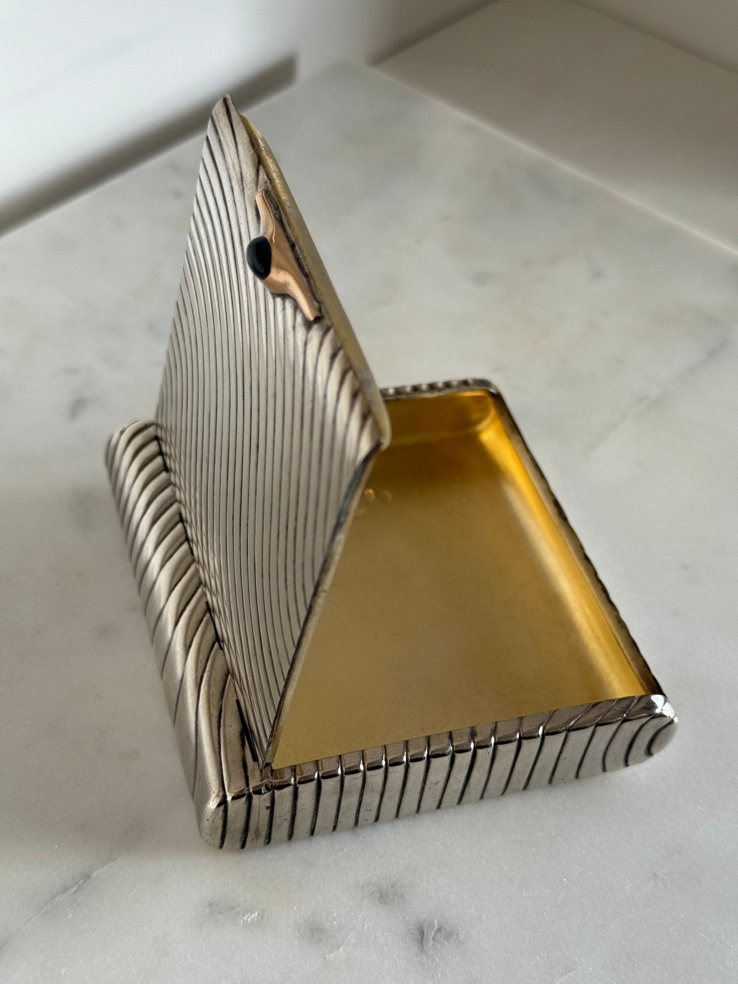 Art Deco Silver, Gold and Sapphire Cigarette Case