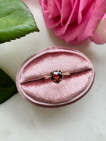 Vintage Gold Garnet Heart Ring