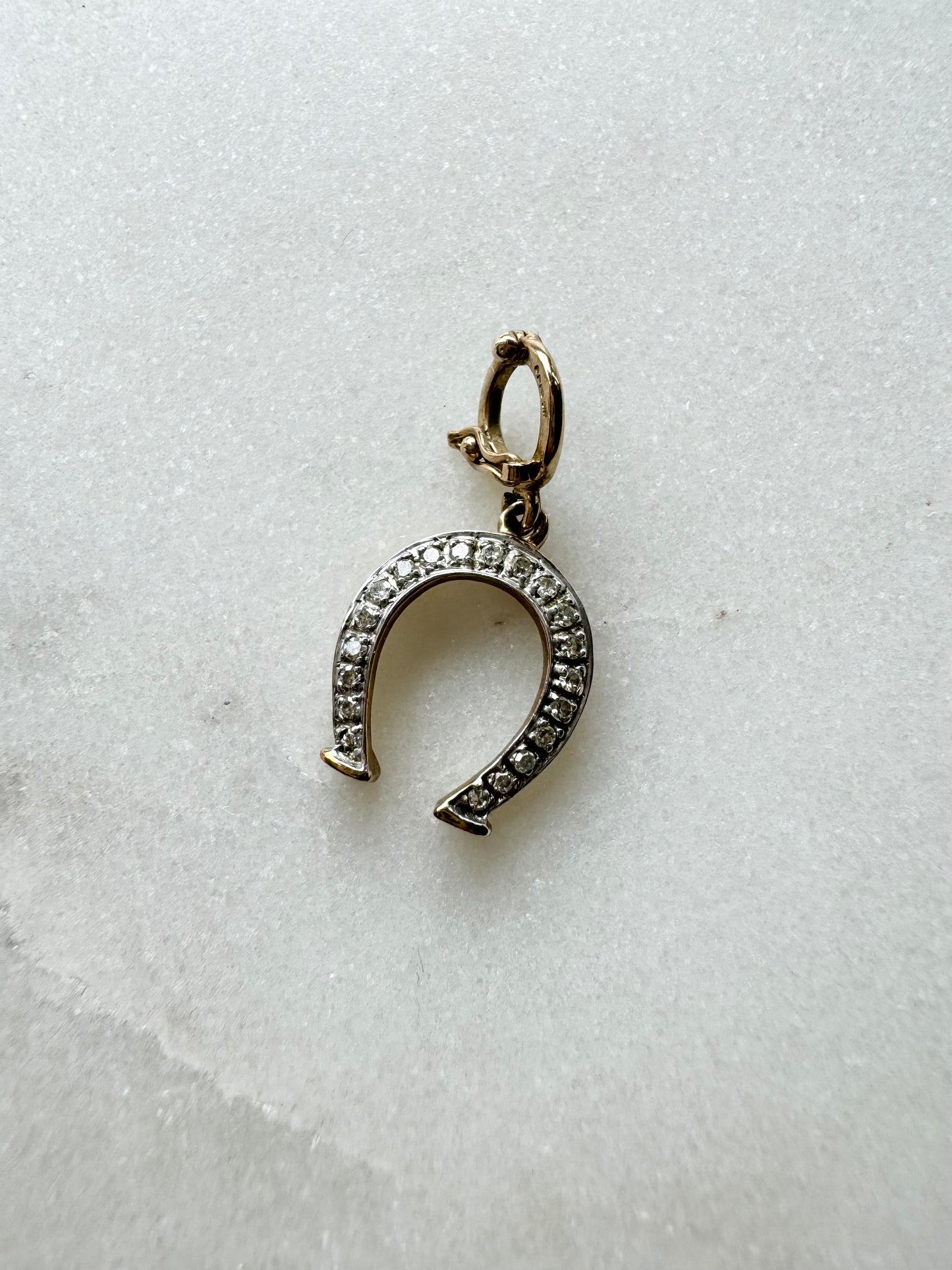 Vintage Gold and Diamond Horseshoe Charm Pendant