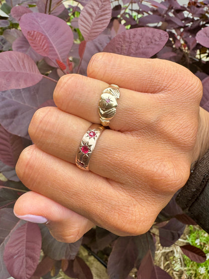 Antique Rose Gold Ruby Starburst Ring