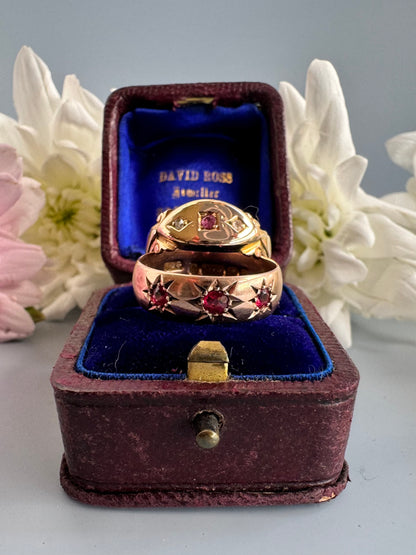 Antique Rose Gold Ruby Starburst Ring