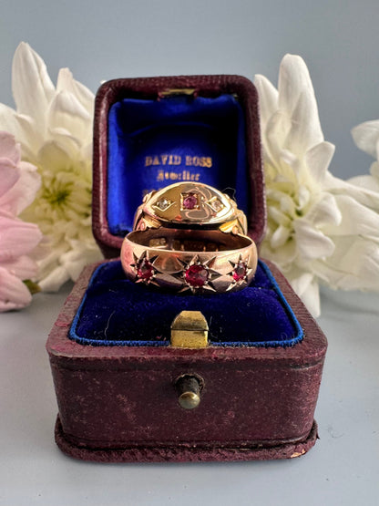 Antique 9ct Gold Ruby and Diamond Ring