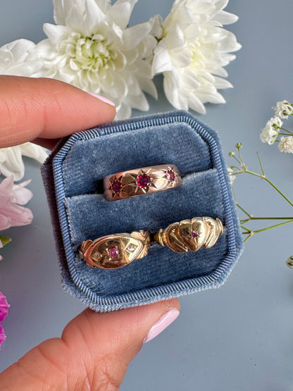 Antique Rose Gold Ruby Starburst Ring