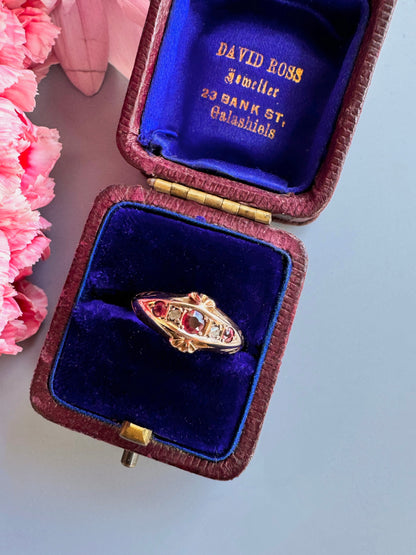 Antique Gold Ruby and Diamond Ring