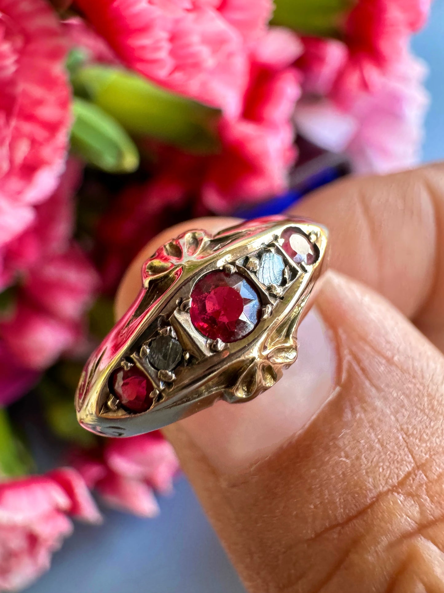 Antique Gold Ruby and Diamond Ring