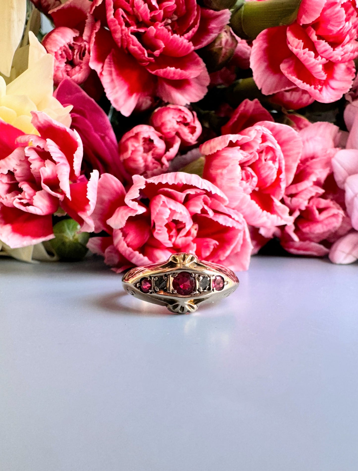 Antique Gold Ruby and Diamond Ring