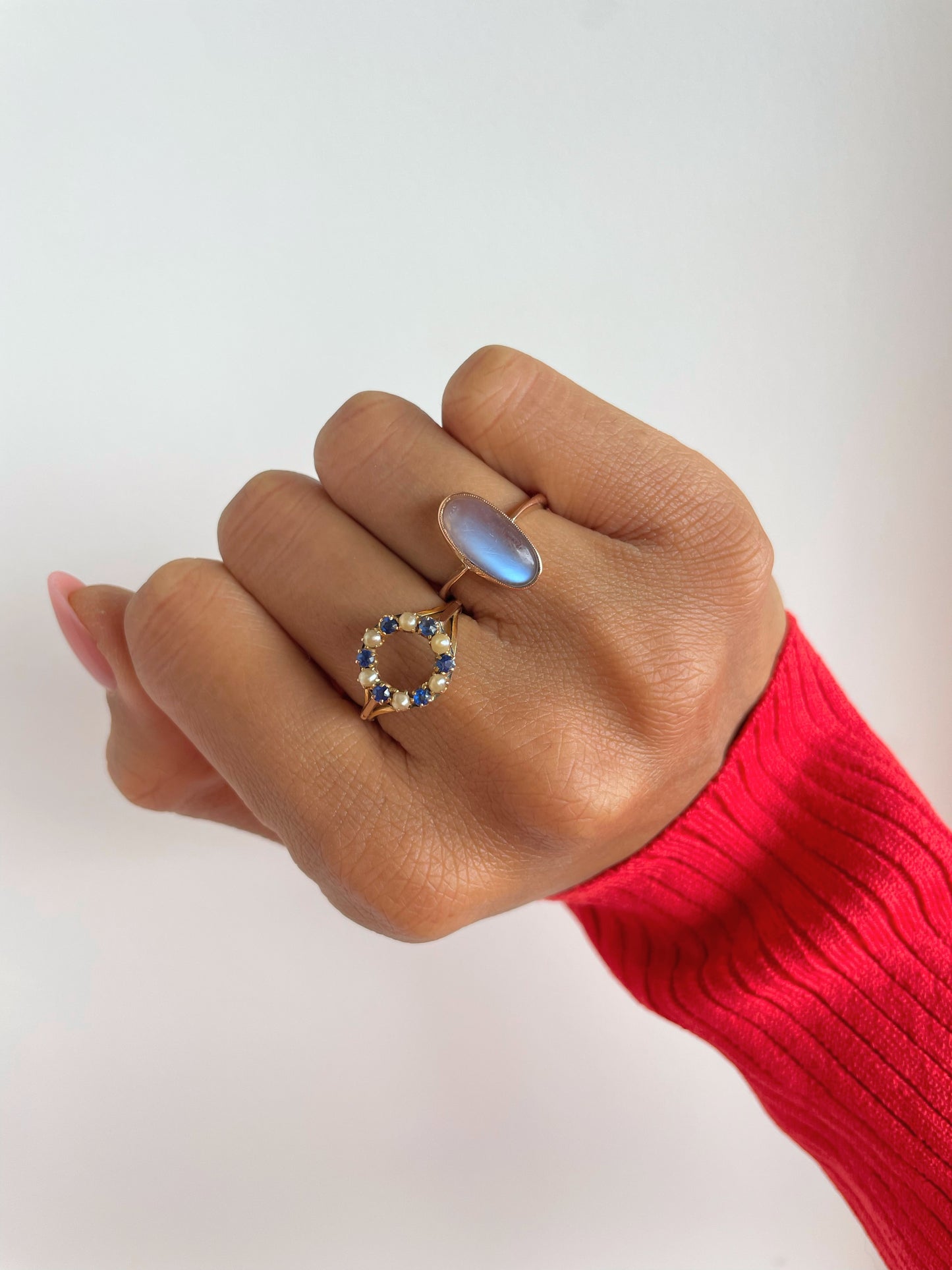 Victorian Gold Circular Paste and Pearl Ring