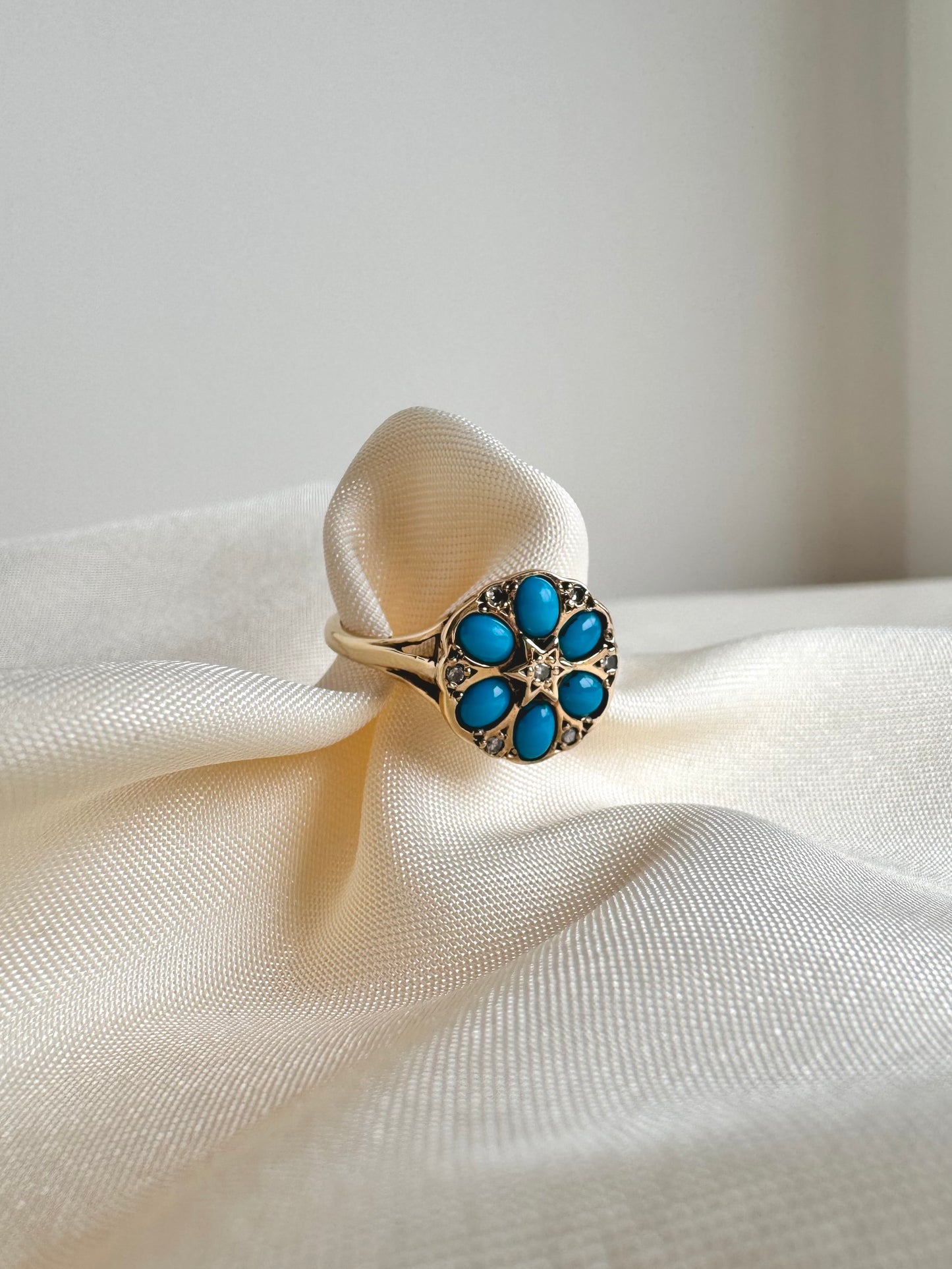 Gold Turquoise and Diamond Ring