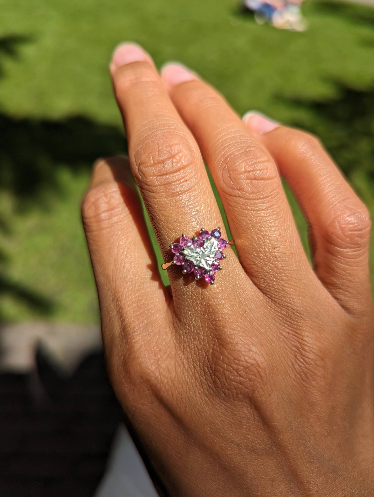 Vintage 9ct Gold Heart Shaped Diamond Ring