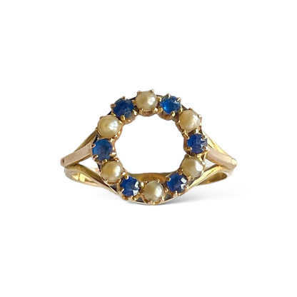 Victorian Gold Circular Paste and Pearl Ring