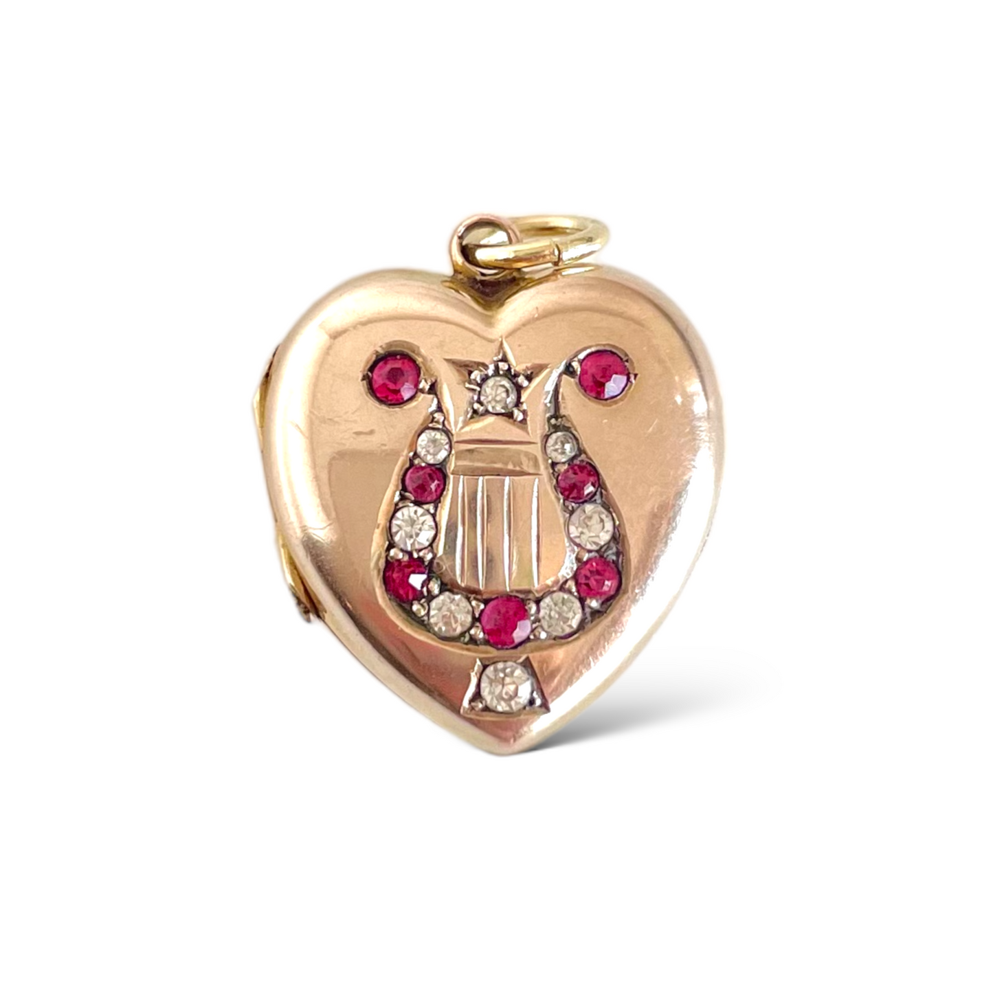 Edwardian Antique Gold Lyre Heart Locket