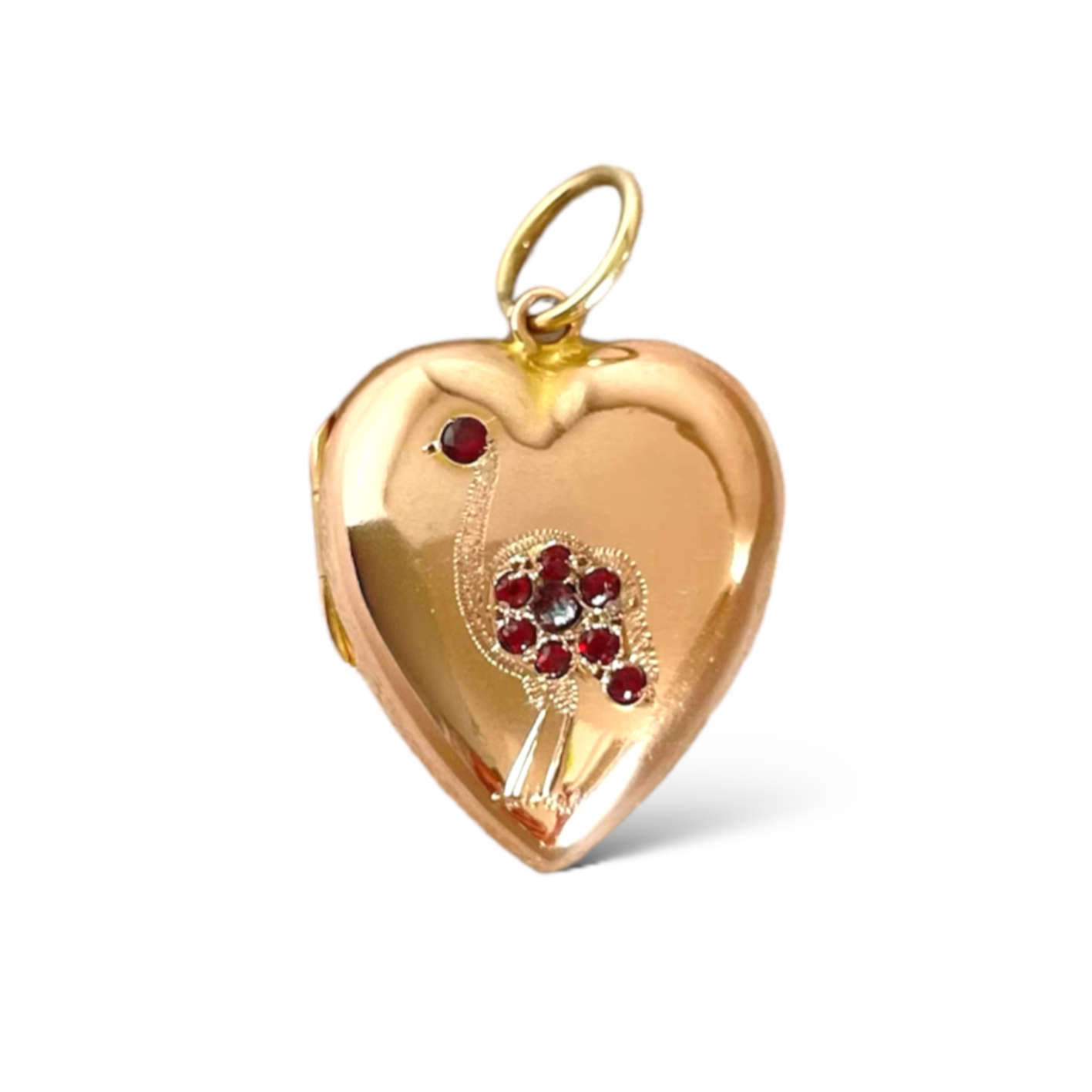 Gold Antique Heart Locket with Garnets