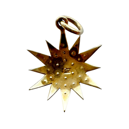 Fine Antique 9ct Gold Pearl and Turquoise Star Charm Pendant