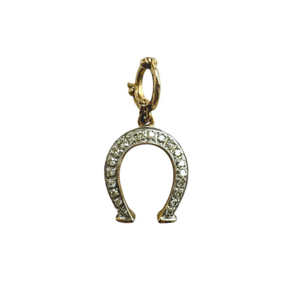 Vintage Gold and Diamond Horseshoe Charm Pendant