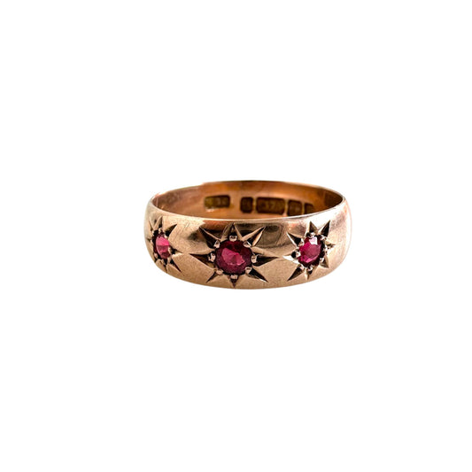 Antique Rose Gold Ruby Starburst Ring