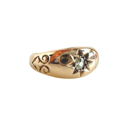 Antique Gold Diamond Starburst Ring