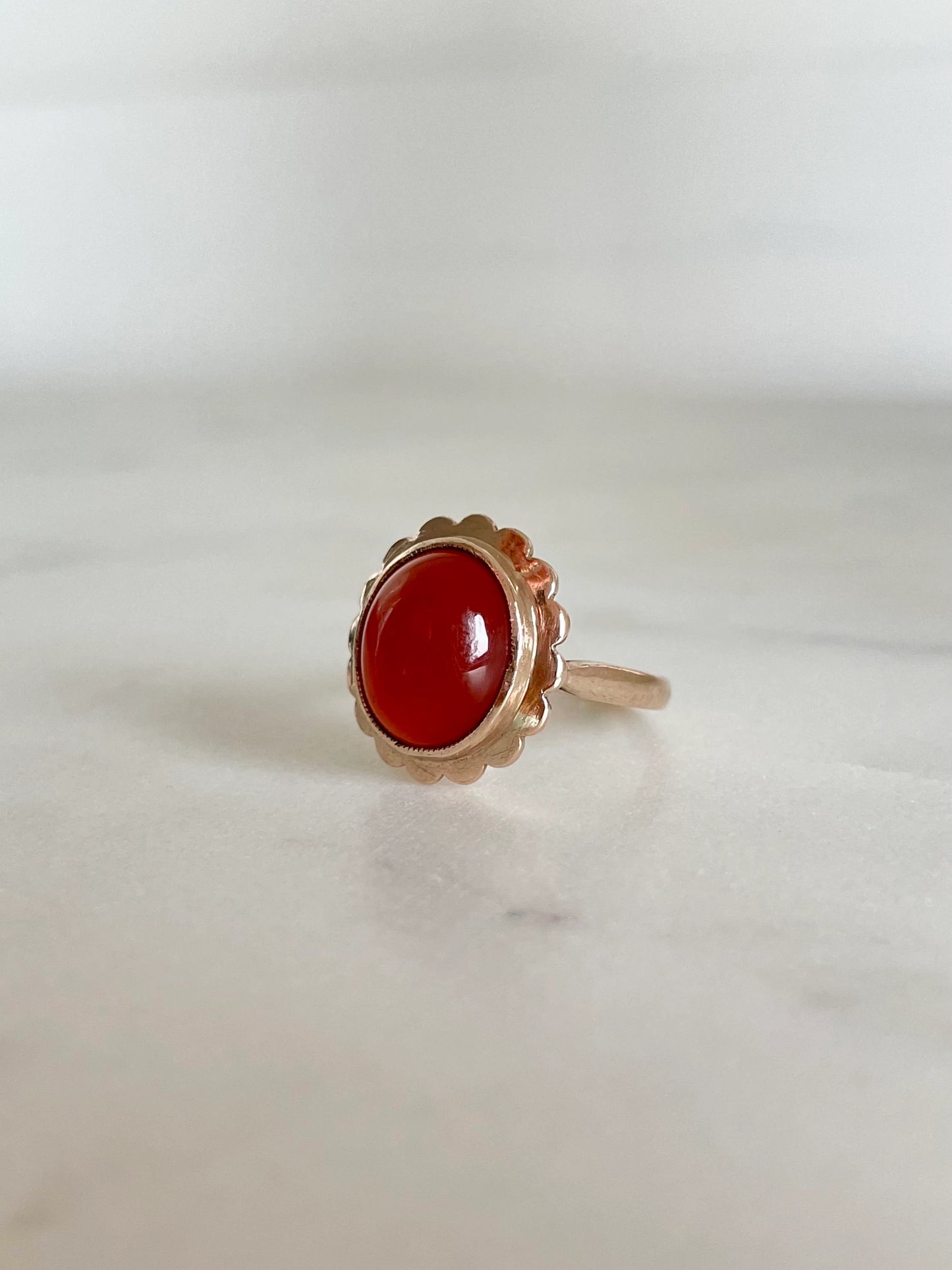 Vintage 9ct Gold Carnelian Cabochon Ring