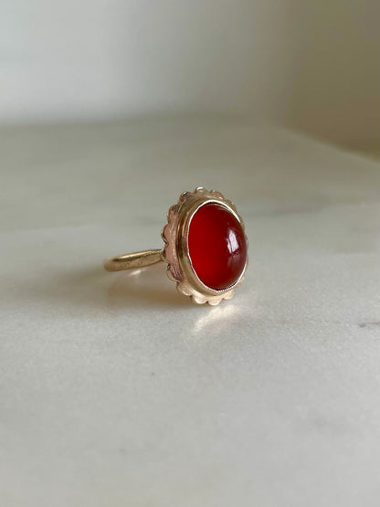 Vintage 9ct Gold Carnelian Cabochon Ring