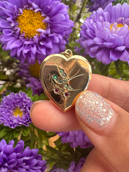 Antique Gold Heart Paste Locket