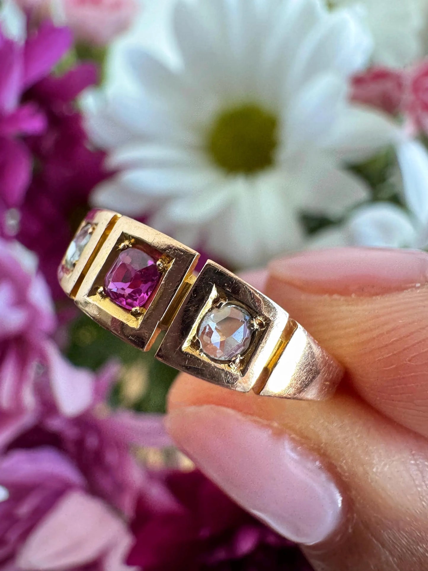 Antique 15ct Gold Ruby and Old Cut Diamond Ring