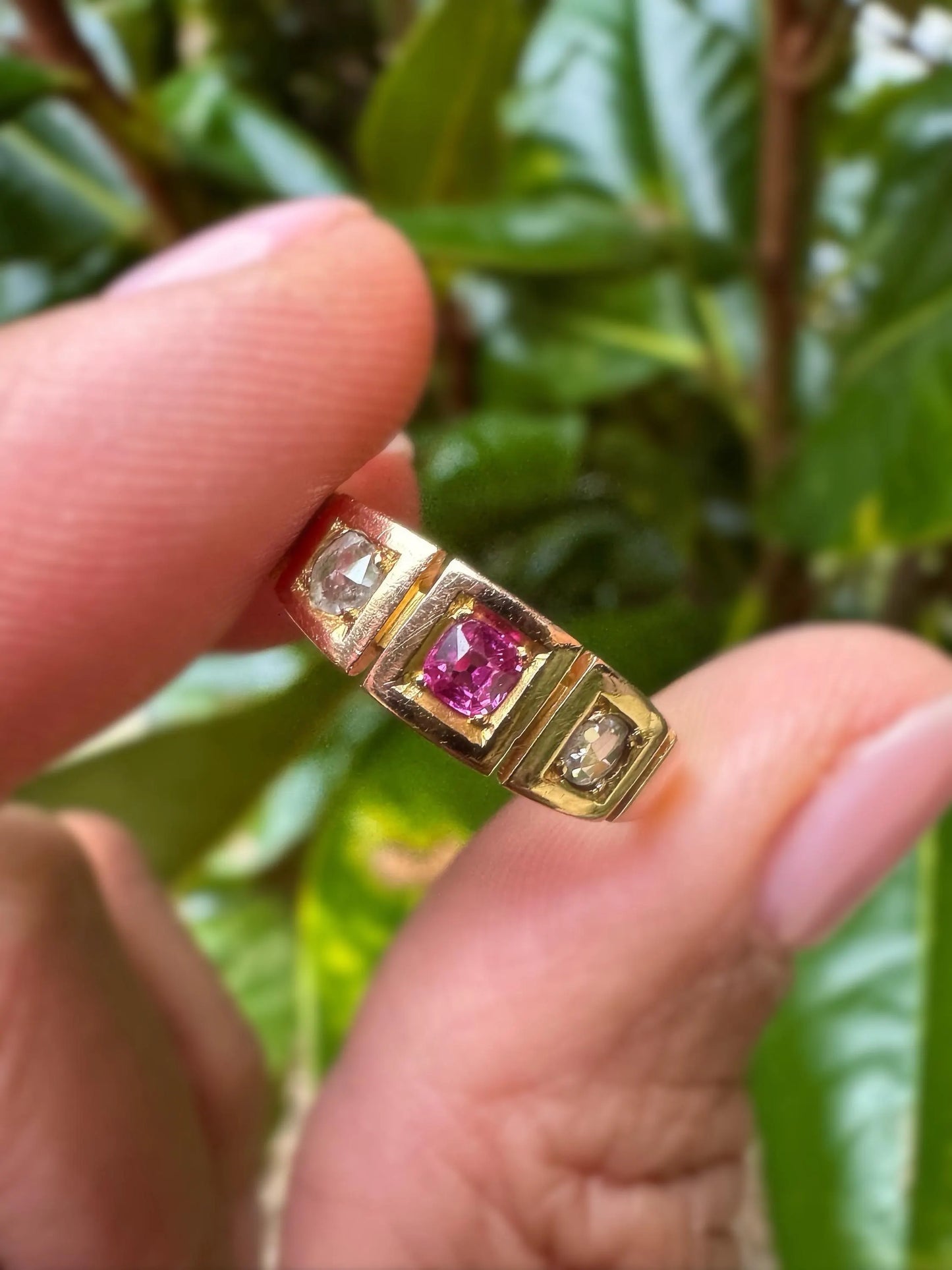 Antique 15ct Gold Ruby and Old Cut Diamond Ring