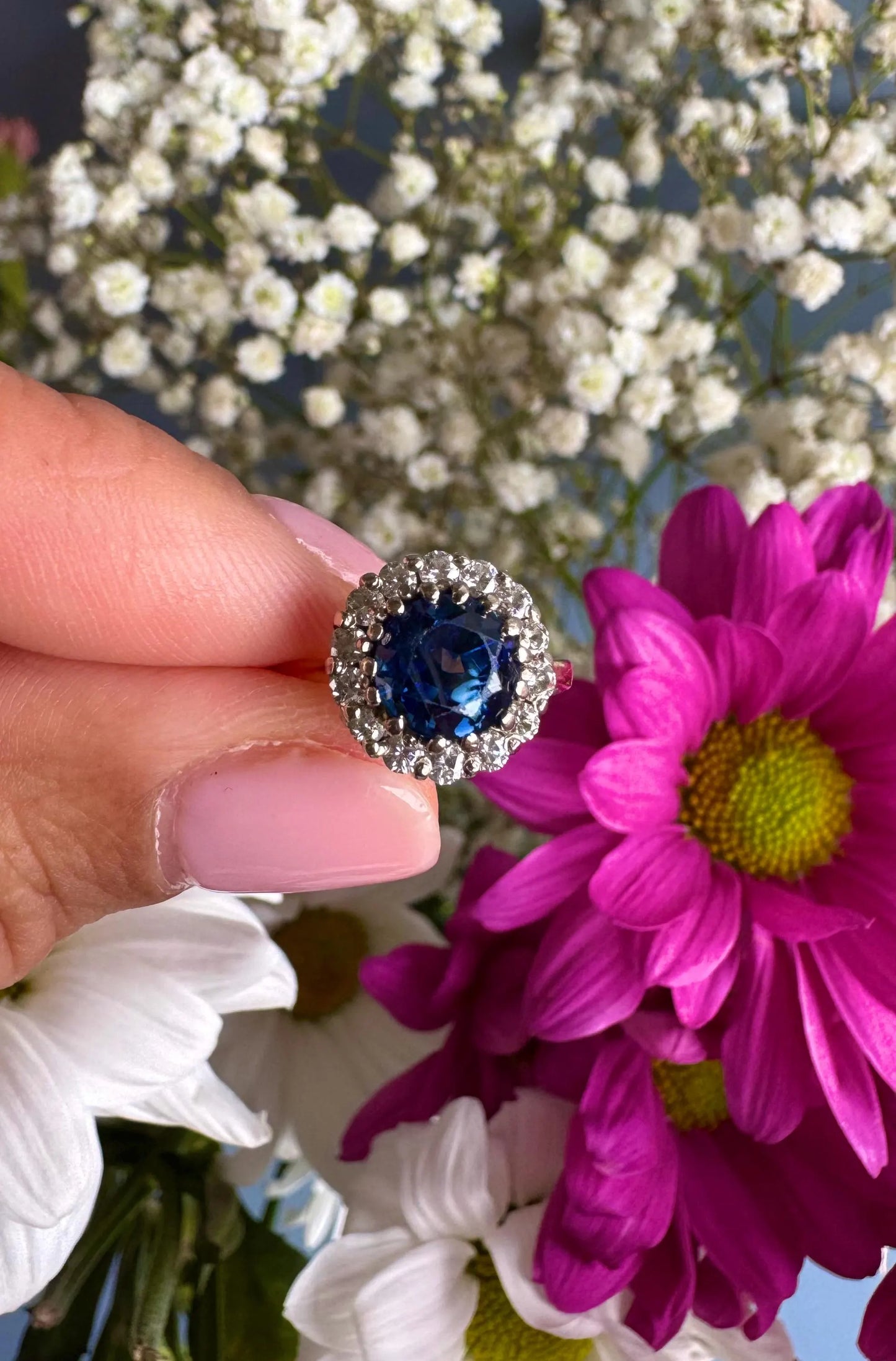 Vintage 18ct Diamond and Sapphire Engagement Ring